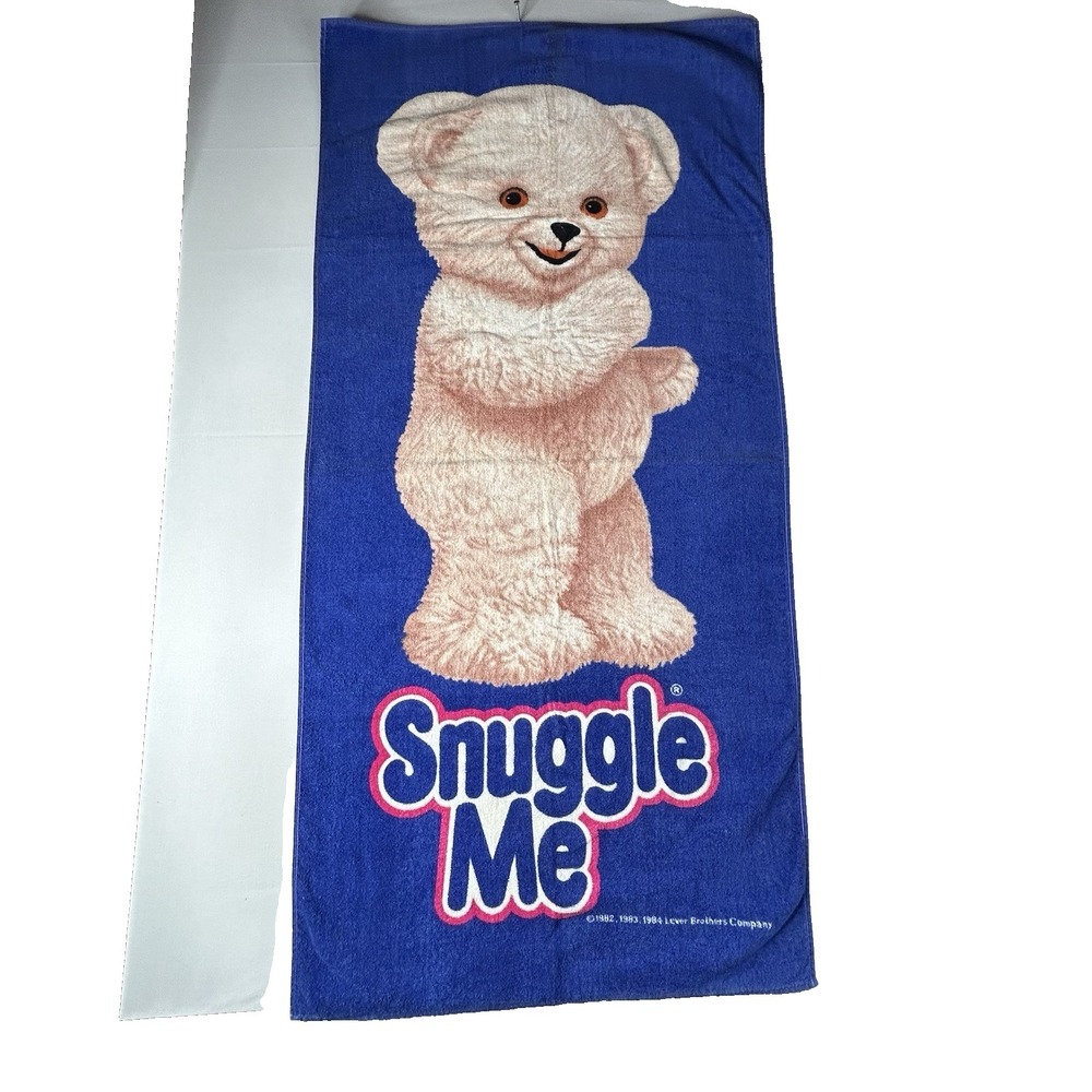Vintage Snuggle Bear Laundry Fabric Softener Beach / Bath Towel Promo 1984 80s